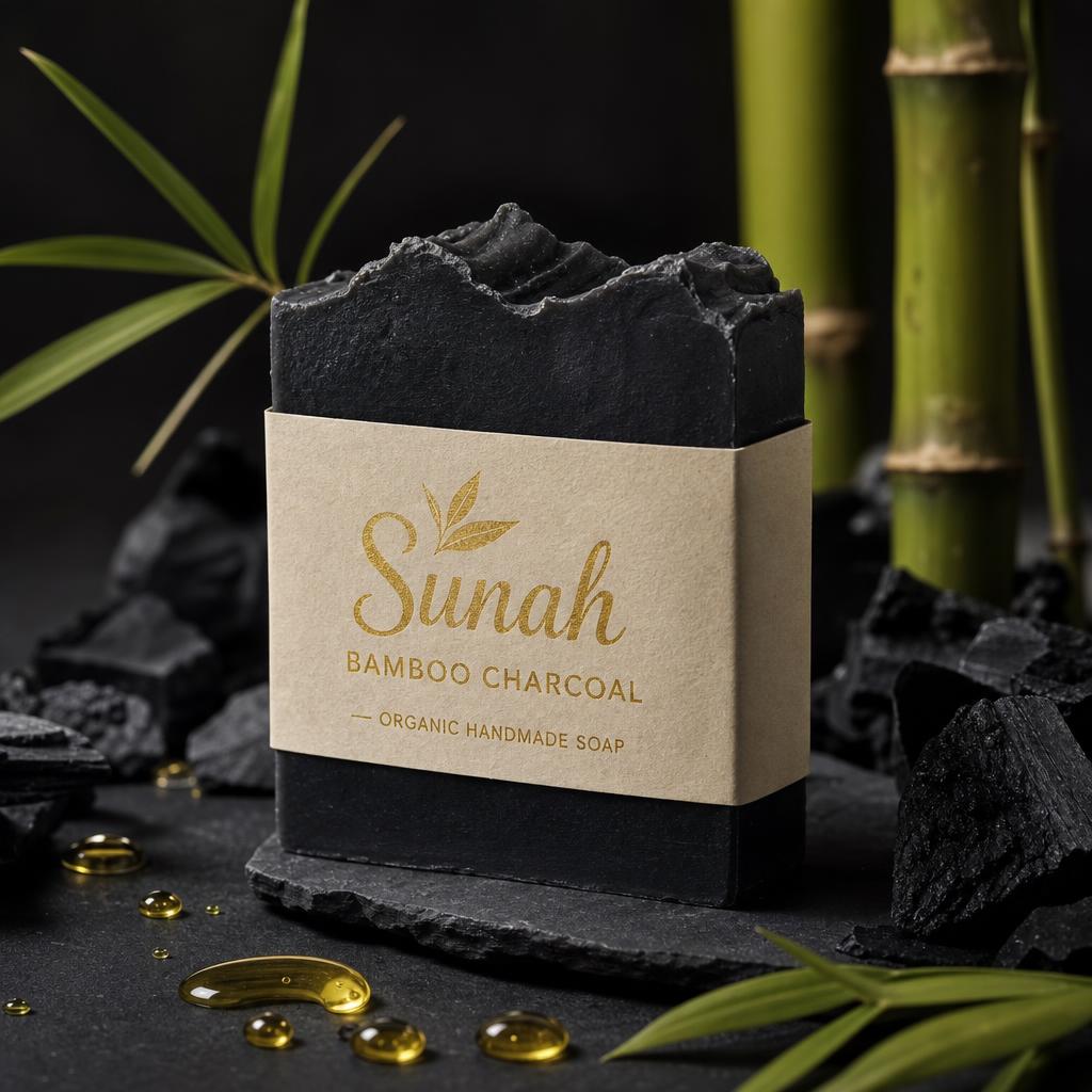 Sunah Activated Bamboo Charcoal organic handmade soap