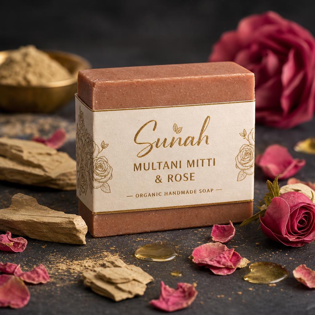 Sunah Multani Mitti & Rose organic handmade soap